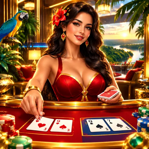 Mesa VIP de baccarat em salão privê iluminado em dourado